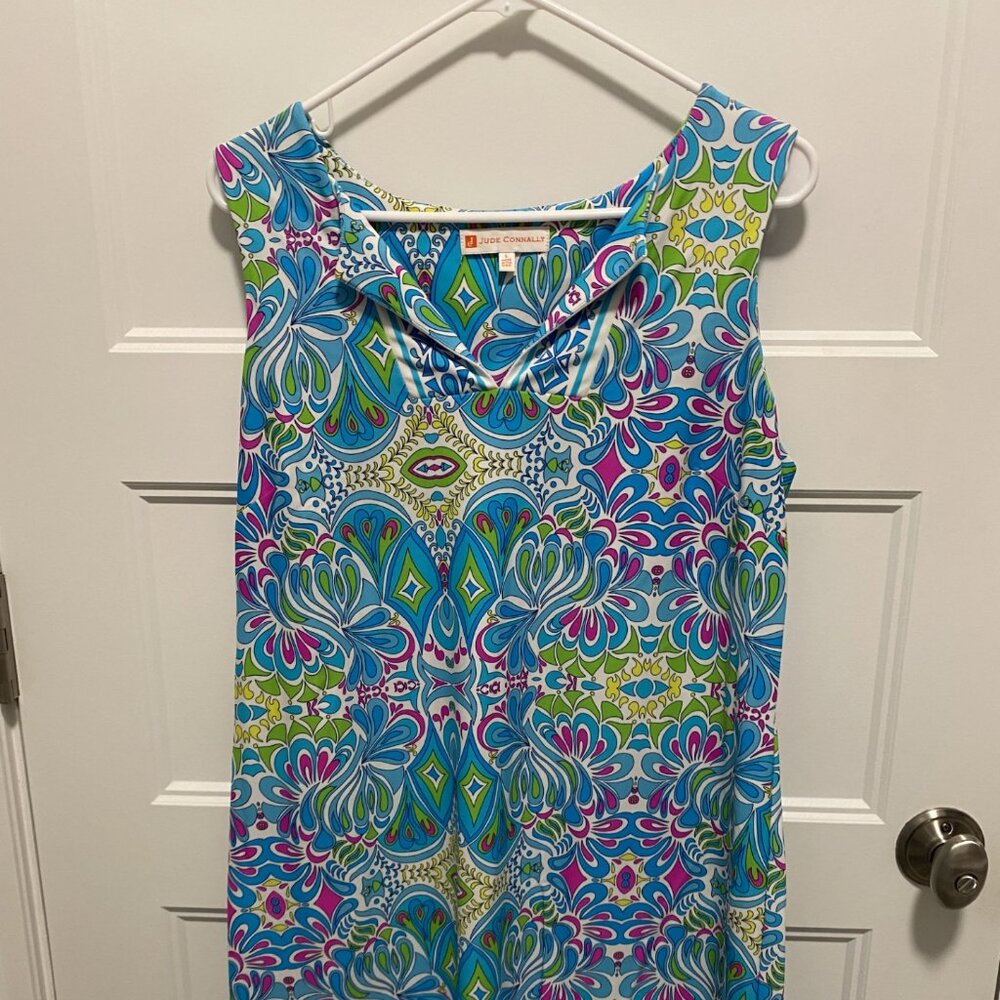 Jude Connally Size XL Bright Mod Geo Print Catalina Sleeveless Dress